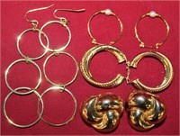 4 pair 14kt gold Earrings
