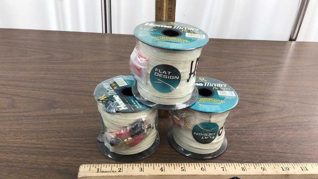 3-30ft flat home theater wire & w/pins
