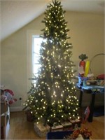 8' Christmas tree w/lights, holiday boxes