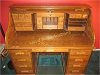Oak Roll Top Desk w/ Secretary Cabinet