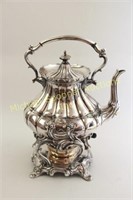 ANTIQUE ENGLISH SILVER PLATE SPIRIT KETTLE & STAND