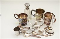 LOT OF STERLING AND SILVER PLATE ITEMS