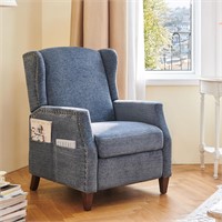 COLAMY Recliner Chair  Fabric  Wood Legs  Blue