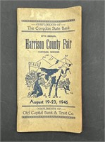 1946 HARRISON COUNTY FAIR / CORYDON, IN. BANK BOOK