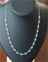 Art Deco 925 Silver Necklace w/ Zirconia Stars NIB