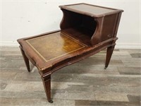 Vintage step down mahogany leather top side table