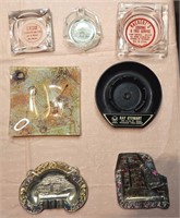 Vintage Lot of Glass and Metal Ashtrays