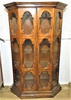 Vintage Lighted Display Cabinet with Inset Glass