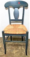 Painted Wood Side Chair with Rush Seat