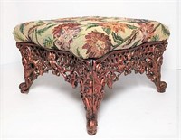 Metal Base Tapestry Top Footstool