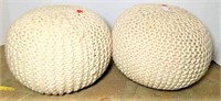 Pair of Tightly Woven Poufs