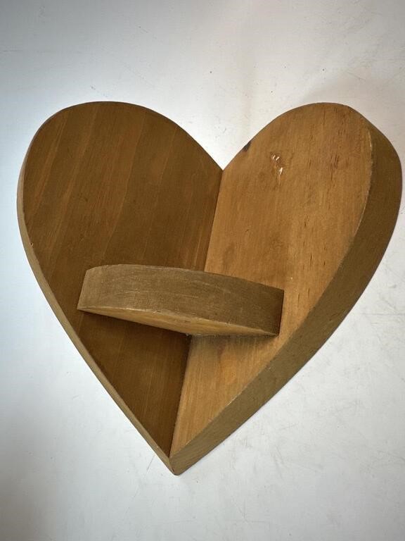 Wooden Heart Corner Wall Shelf