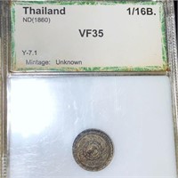 1860 Thailand Silver 1/16 Baht PCI - VF35