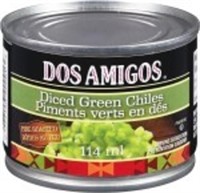 4- CANS Dos Amigos Canned Diced Green Chiles,