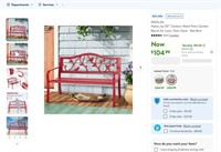 N6611  Alpha Joy Metal Garden Bench 50" - Red Bird