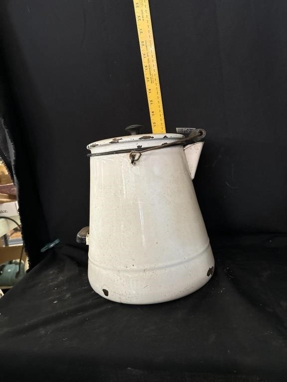 large vintage cowboy coffee pot