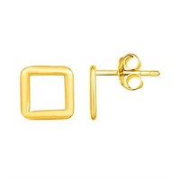 14k Gold Open Squares Post Earrings