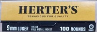 HERTER'S 9mm LUGER 115 GR 100 RDS