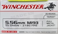 WINCHESTER 5.56mm 55 GR MI93 FMJ 20 RDS