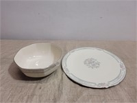 Lenox China Charleston Cake Plate and  Bowl