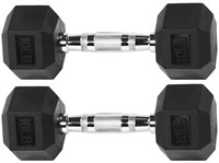 Signature Fitness Rubber Encased Hex Dumbbell,