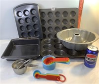 Assorted Bakeware & Measuring Cups