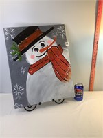 Handpainted Snowman Picture & Easel