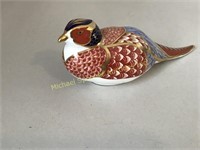 ROYAL CROWN DERBY SIGNED PHEASANT PAPERWEIGHT