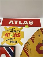 Red and white atlas sign 8 x 34