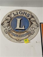 Large, round 30 inch Lions Club metal sign