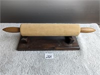 Rolling Pin and Wooden Pin Holder