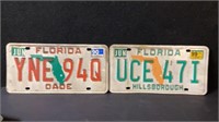 2 Old Florida License Plates