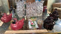 glass lady figure powder dish and more