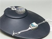 Abalone pendant & bracelet .925 silver (H 13)