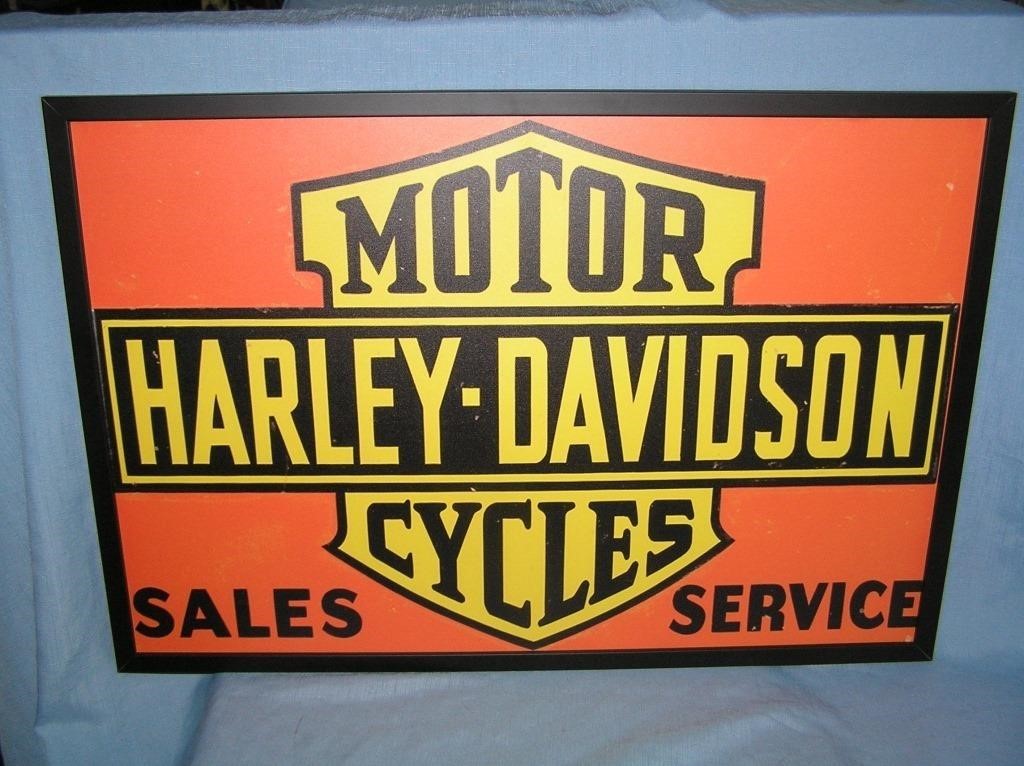 Harley Davidson framed retro style advertising sig