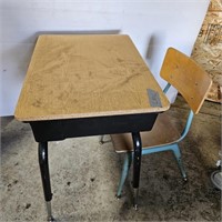 Small School Desk with Lifting Lid & Chair