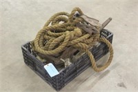 Crate w/Chain Binder, Rope & Ratchet Straps