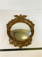 Vintage wooden framed round mirror
