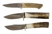 (3) A.G. RUSSELL FIXED BLADE KNIVES & SHEATHS