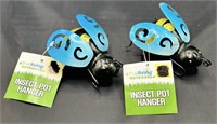 2ct Insect Pot Hangers Metal Bumblebee NWT