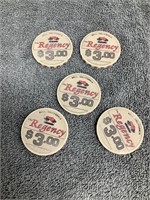 5 Vintage Casino Poker Chips
