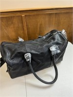 Black Leather look Duffel Bag with Carrying strap