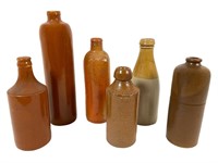 6 Vintage Stoneware Bottles
