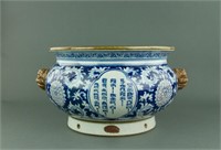 Fine Blue & White Porcelain Censer Yongzheng Seals