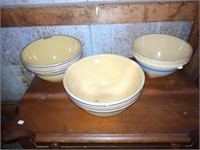 3 old yellow ware crock bowls (all have chips or