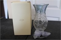 Lenox 9" crystal blue vase- floral spirit
