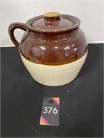 Vintage 2 Tone Stoneware Pottery Bean Pot