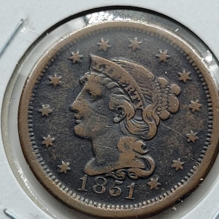 1851 LARGE CENT F