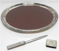 CRESCENT SILVERPLATE & FORMICA LAMINATED PLATTER