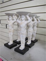 3 mummy statue candle holders